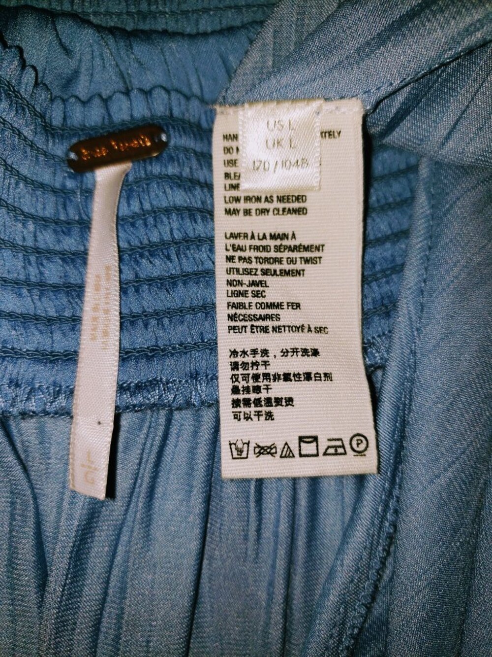 Free People Blue Endless Summer Drop Dead Gorgeous Dress sz Lg - Picture 5 of 6